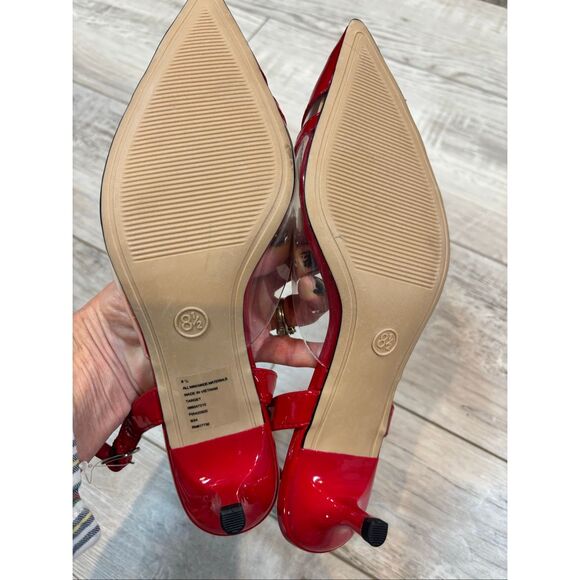 A New Day Eleanor Heart Slingback Kitten Red Heels Size 8.5 - Picture 10 of 11